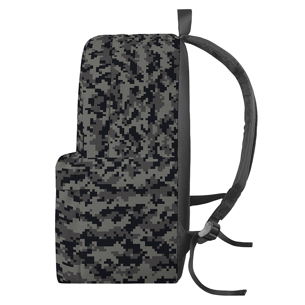 Black And Grey Digital Camo Print Backpack