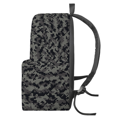 Black And Grey Digital Camo Print Backpack