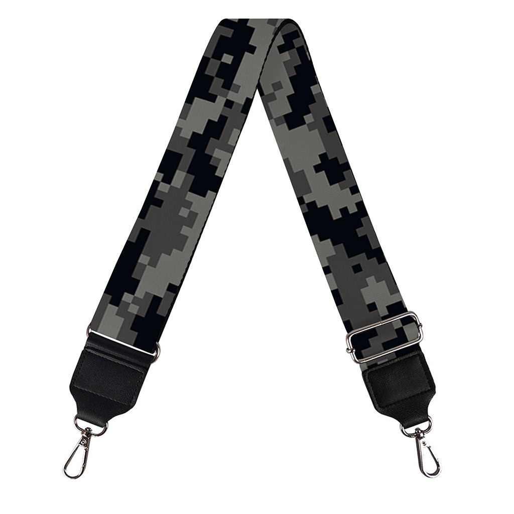 Black And Grey Digital Camo Print Bag Strap