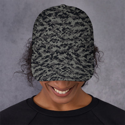 Black And Grey Digital Camo Print Baseball Cap