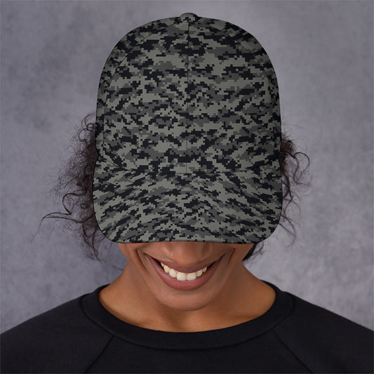 Black And Grey Digital Camo Print Baseball Cap