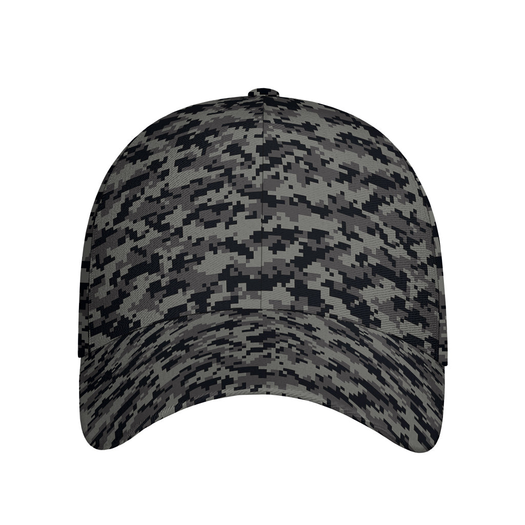 Black And Grey Digital Camo Print Baseball Cap