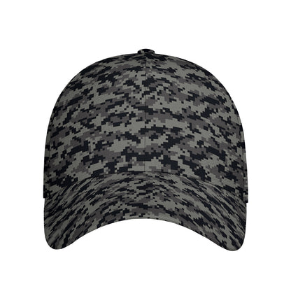 Black And Grey Digital Camo Print Baseball Cap