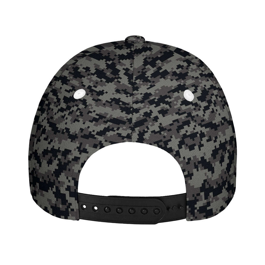 Black And Grey Digital Camo Print Baseball Cap