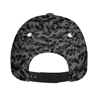 Black And Grey Digital Camo Print Baseball Cap