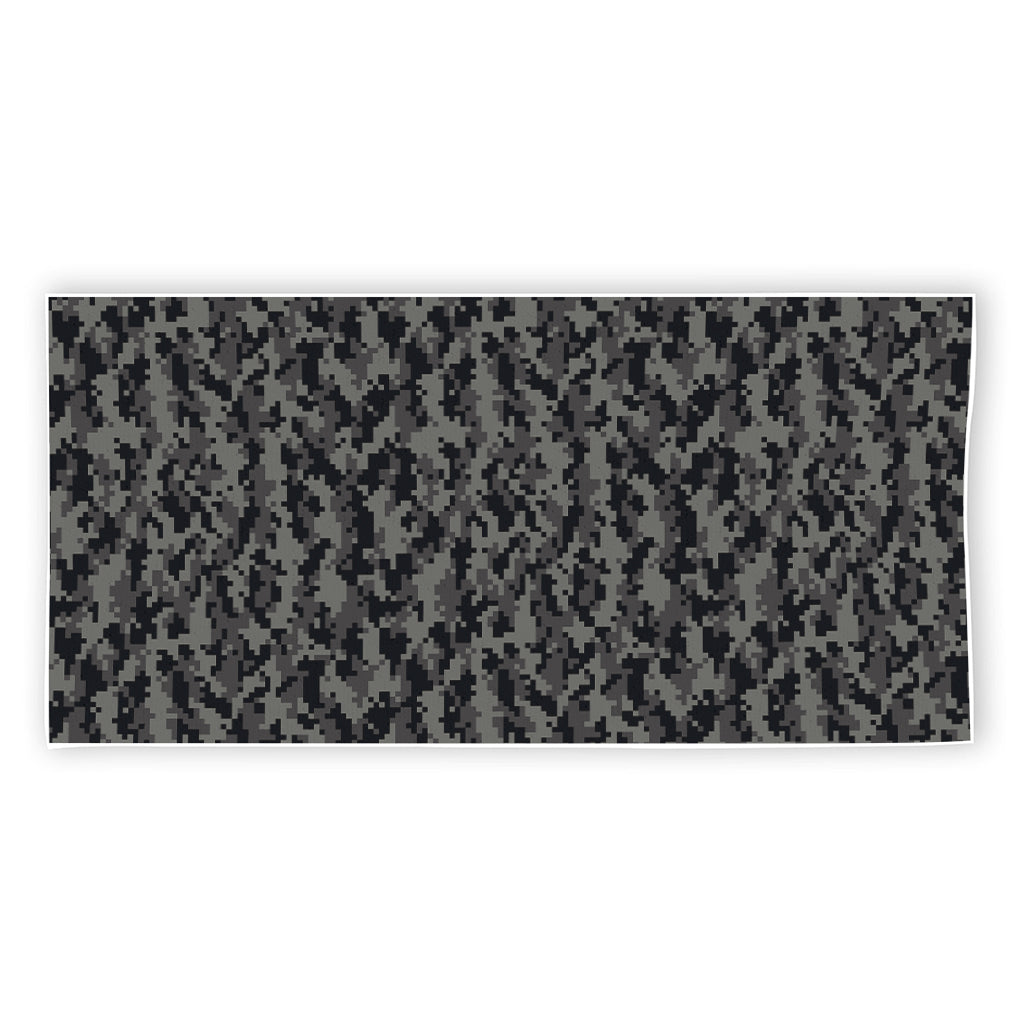 Black And Grey Digital Camo Print Beach Towel