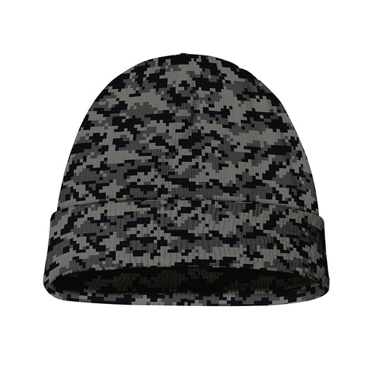Black And Grey Digital Camo Print Beanie