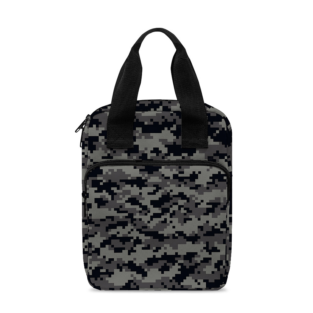 Black And Grey Digital Camo Print Bible Tote Bag