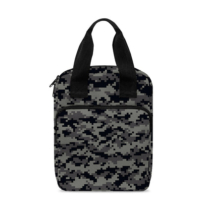 Black And Grey Digital Camo Print Bible Tote Bag