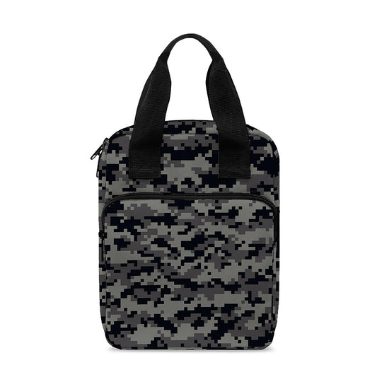 Black And Grey Digital Camo Print Bible Tote Bag