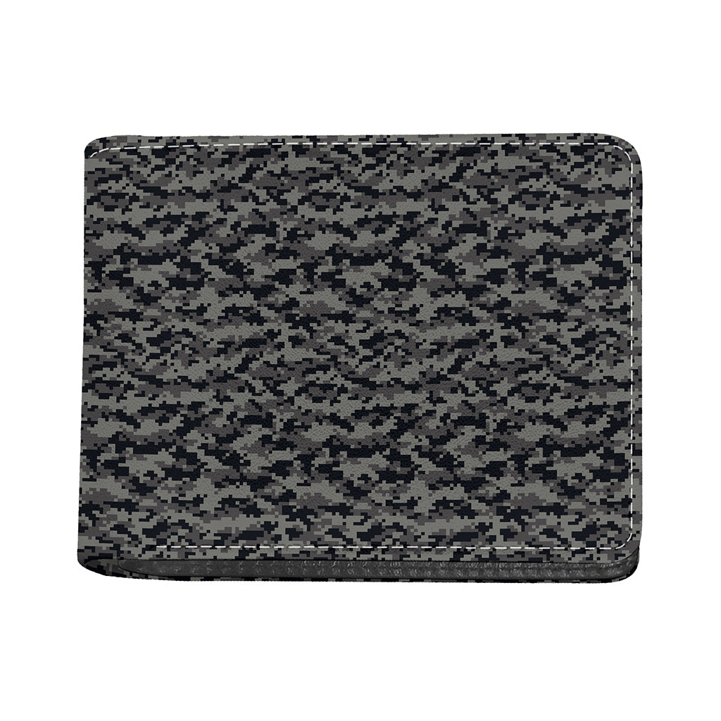 Black And Grey Digital Camo Print Bifold Wallet
