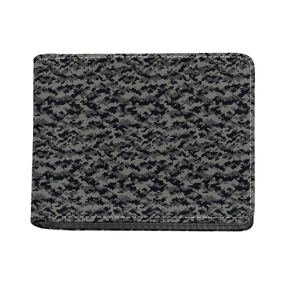 Black And Grey Digital Camo Print Bifold Wallet