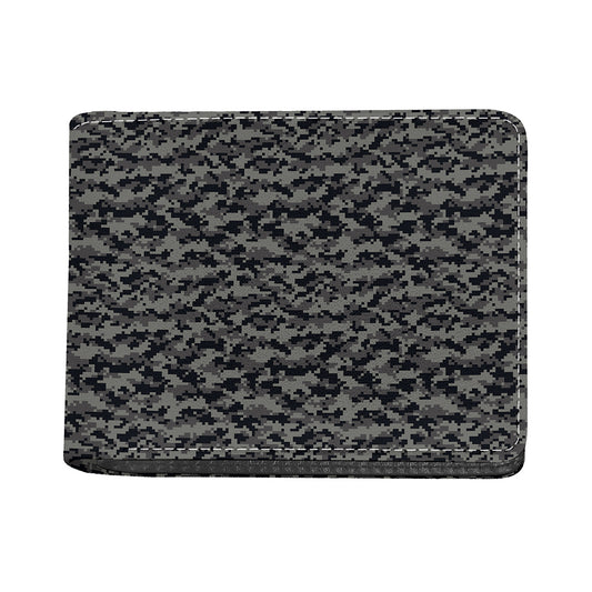 Black And Grey Digital Camo Print Bifold Wallet