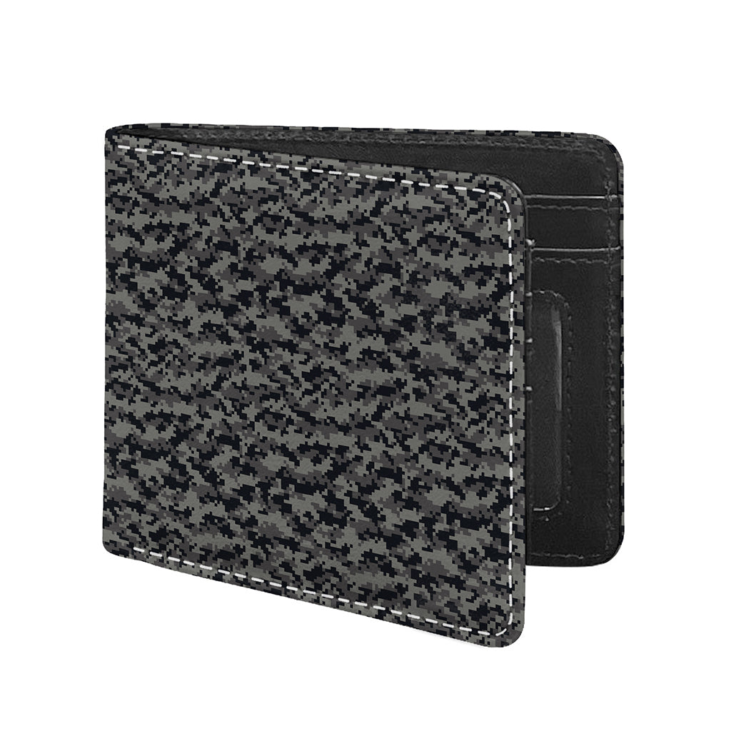 Black And Grey Digital Camo Print Bifold Wallet