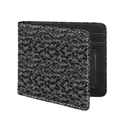 Black And Grey Digital Camo Print Bifold Wallet
