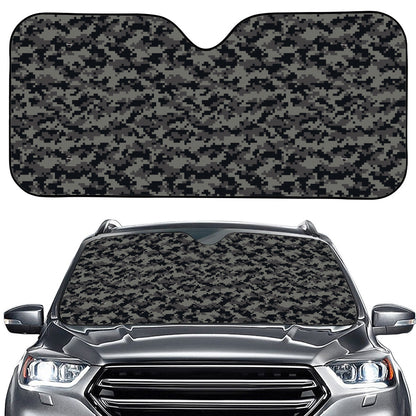 Black And Grey Digital Camo Print Car Windshield Sun Shade