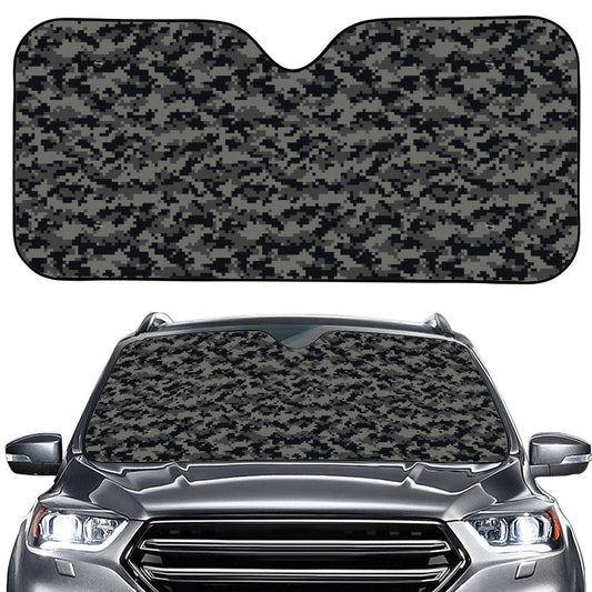 Black And Grey Digital Camo Print Car Windshield Sun Shade