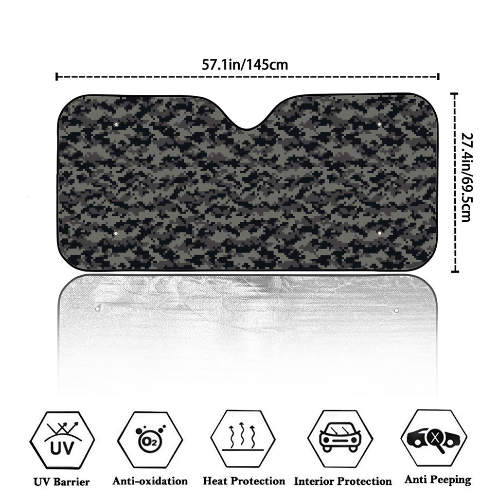 Black And Grey Digital Camo Print Car Windshield Sun Shade