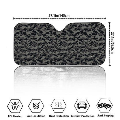 Black And Grey Digital Camo Print Car Windshield Sun Shade