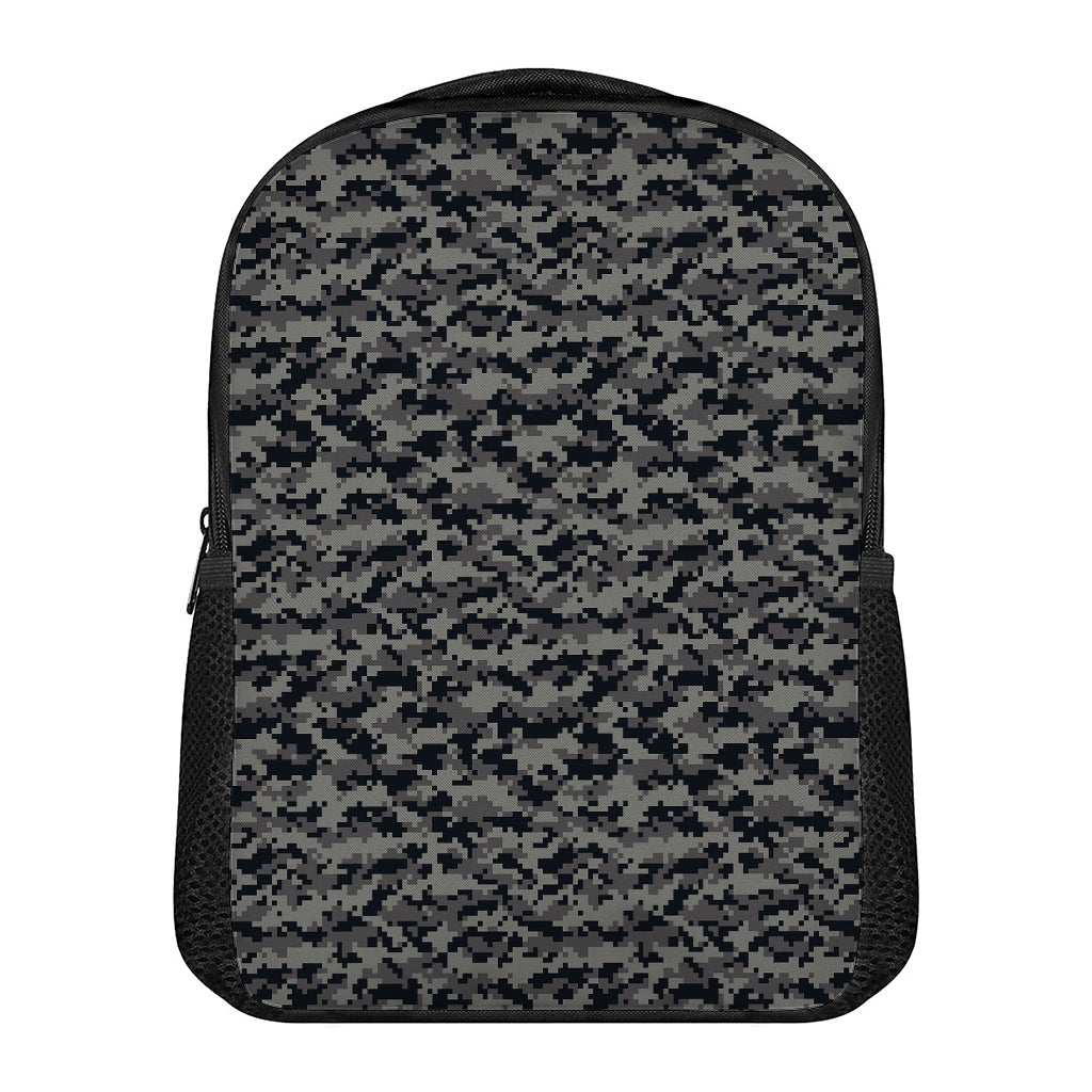 Black And Grey Digital Camo Print Casual Backpack