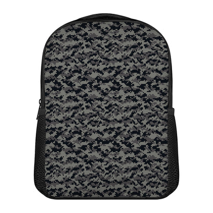 Black And Grey Digital Camo Print Casual Backpack