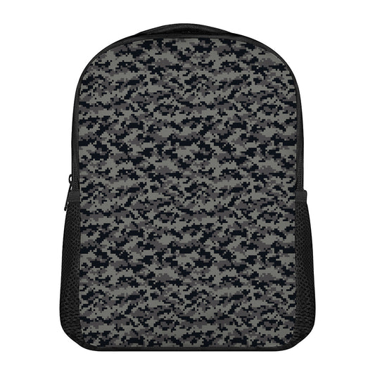 Black And Grey Digital Camo Print Casual Backpack