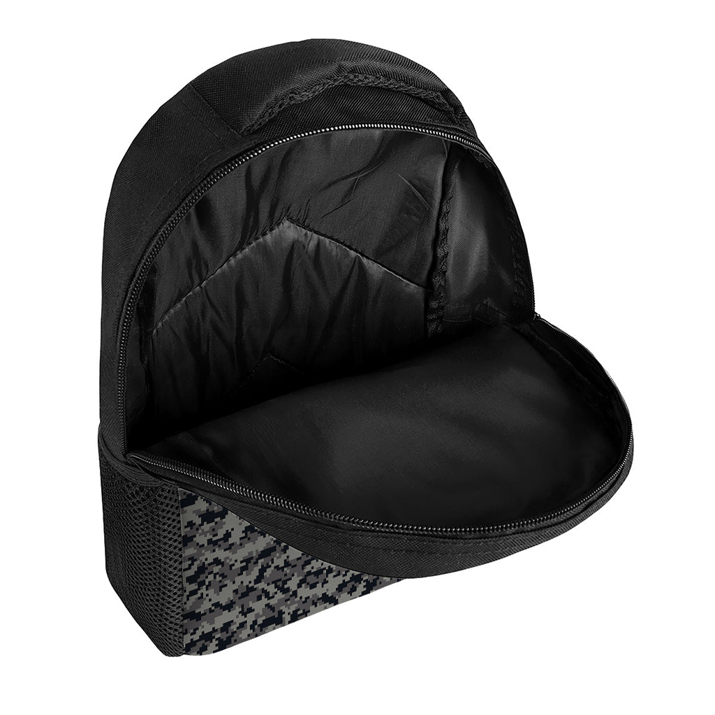 Black And Grey Digital Camo Print Casual Backpack