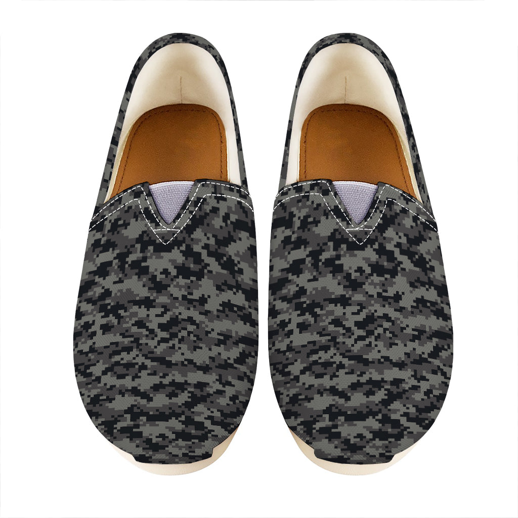 Black And Grey Digital Camo Print Casual Shoes