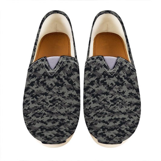Black And Grey Digital Camo Print Casual Shoes