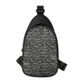 Black And Grey Digital Camo Print Sling Bag