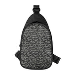 Black And Grey Digital Camo Print Chest Bag