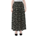 Black And Grey Digital Camo Print Chiffon Maxi Skirt