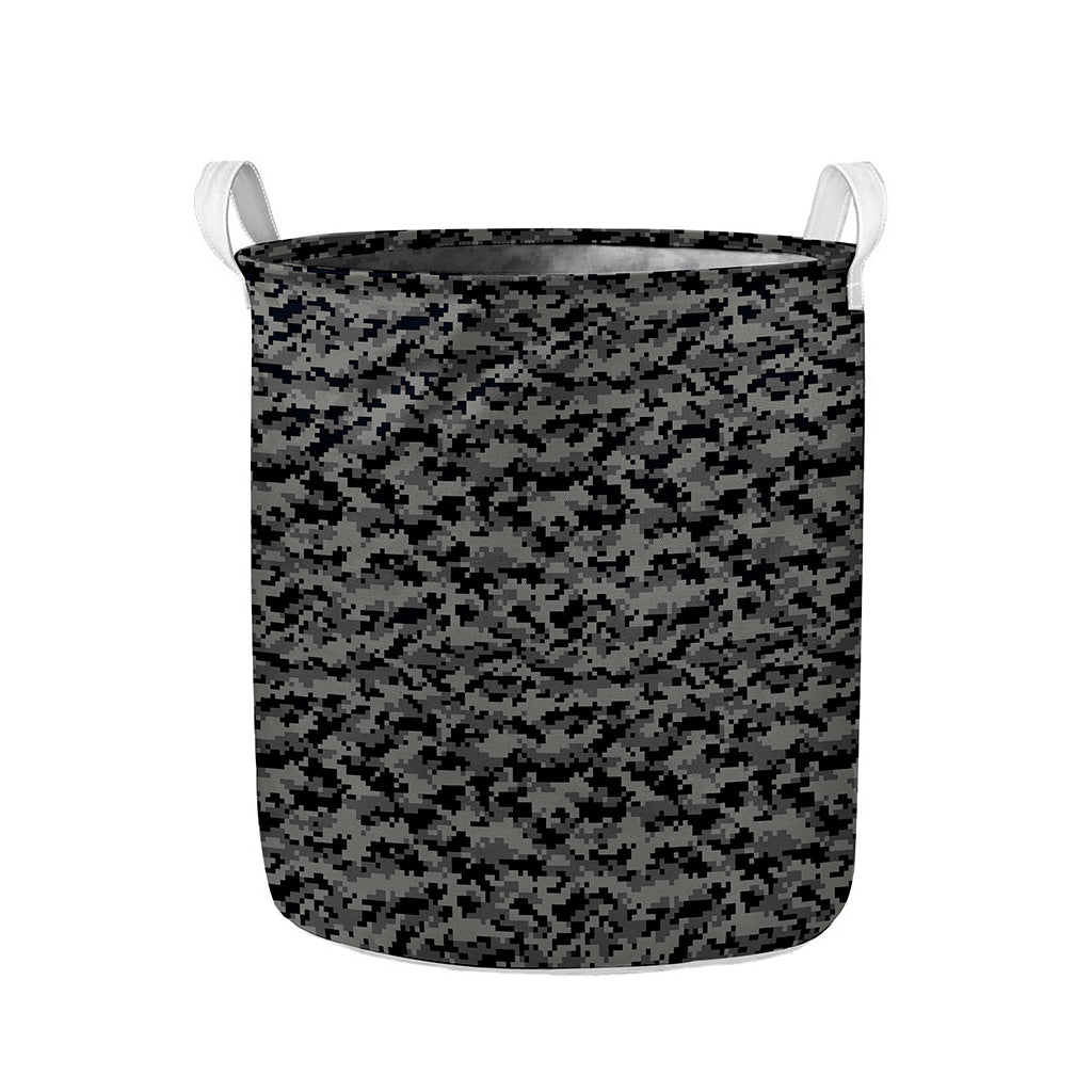 Black And Grey Digital Camo Print Collapsible Laundry Basket