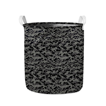Black And Grey Digital Camo Print Collapsible Laundry Basket