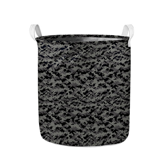 Black And Grey Digital Camo Print Collapsible Laundry Basket