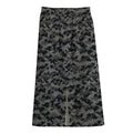 Black And Grey Digital Camo Print Cotton Front Slit Maxi Skirt