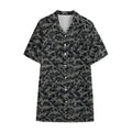 Black And Grey Digital Camo Print Cotton Hawaiian Shirt