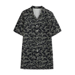 Black And Grey Digital Camo Print Cotton Hawaiian Shirt