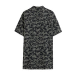 Black And Grey Digital Camo Print Cotton Hawaiian Shirt