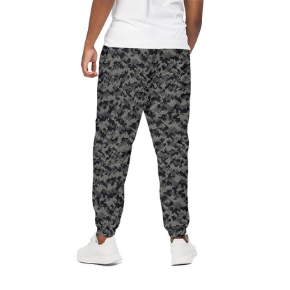 Black And Grey Digital Camo Print Cotton Pants