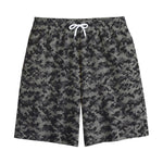 Black And Grey Digital Camo Print Cotton Shorts