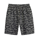 Black And Grey Digital Camo Print Cotton Shorts