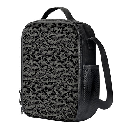 Black And Grey Digital Camo Print Crossbody Lunch Bag