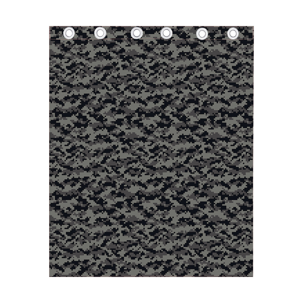 Black And Grey Digital Camo Print Curtain