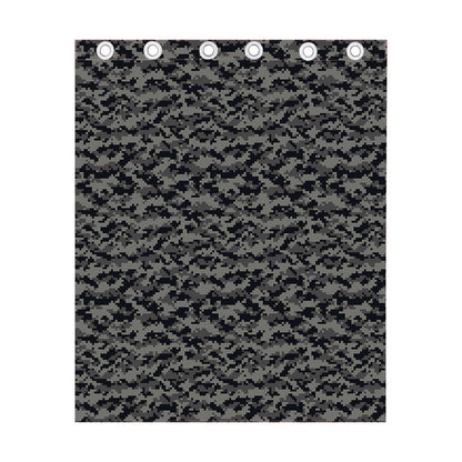 Black And Grey Digital Camo Print Curtain