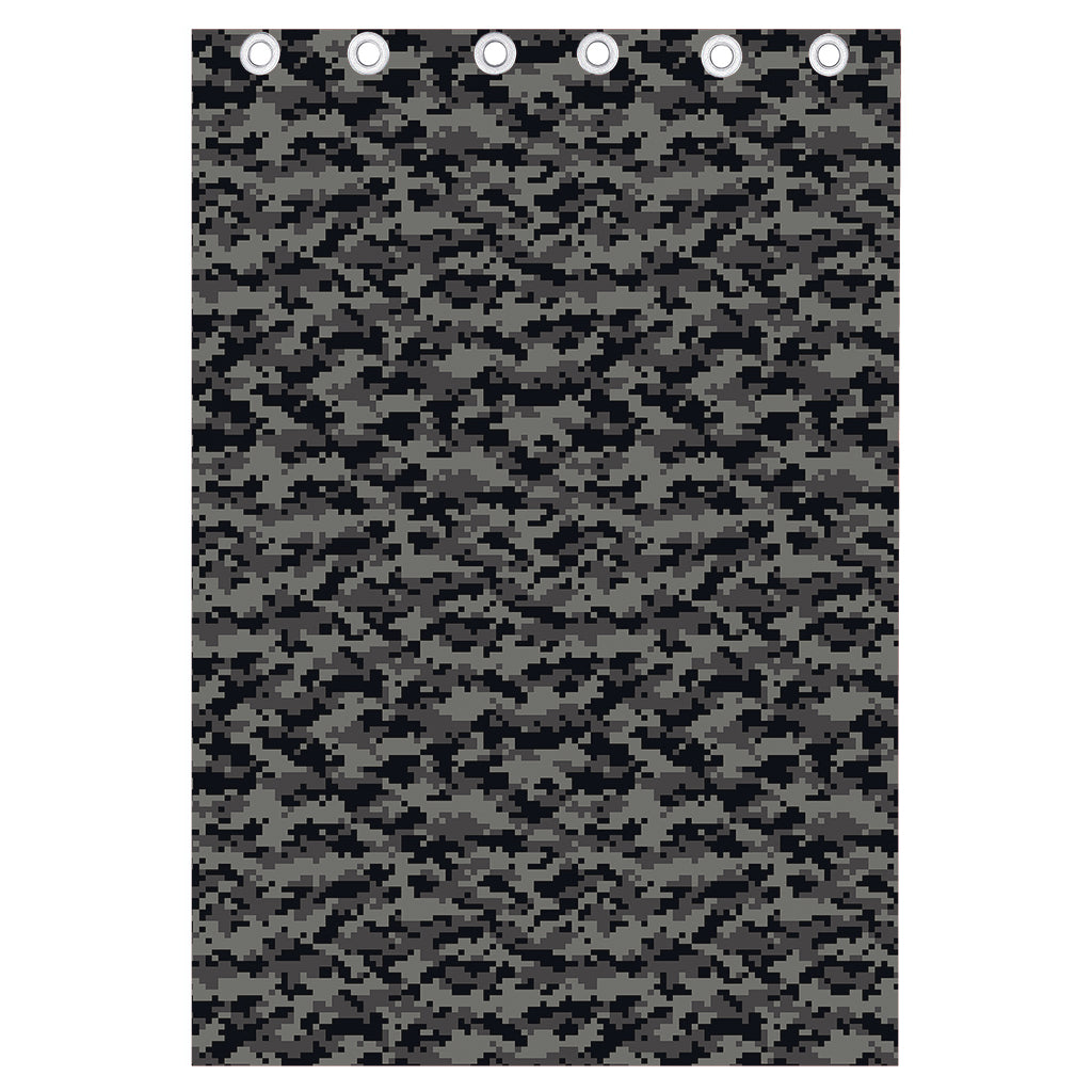Black And Grey Digital Camo Print Curtain