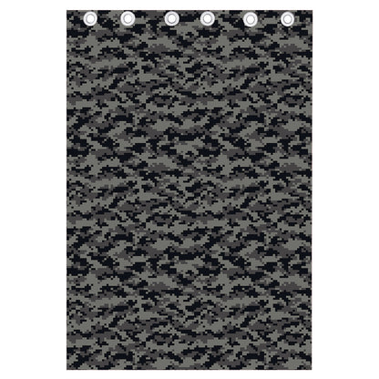 Black And Grey Digital Camo Print Curtain