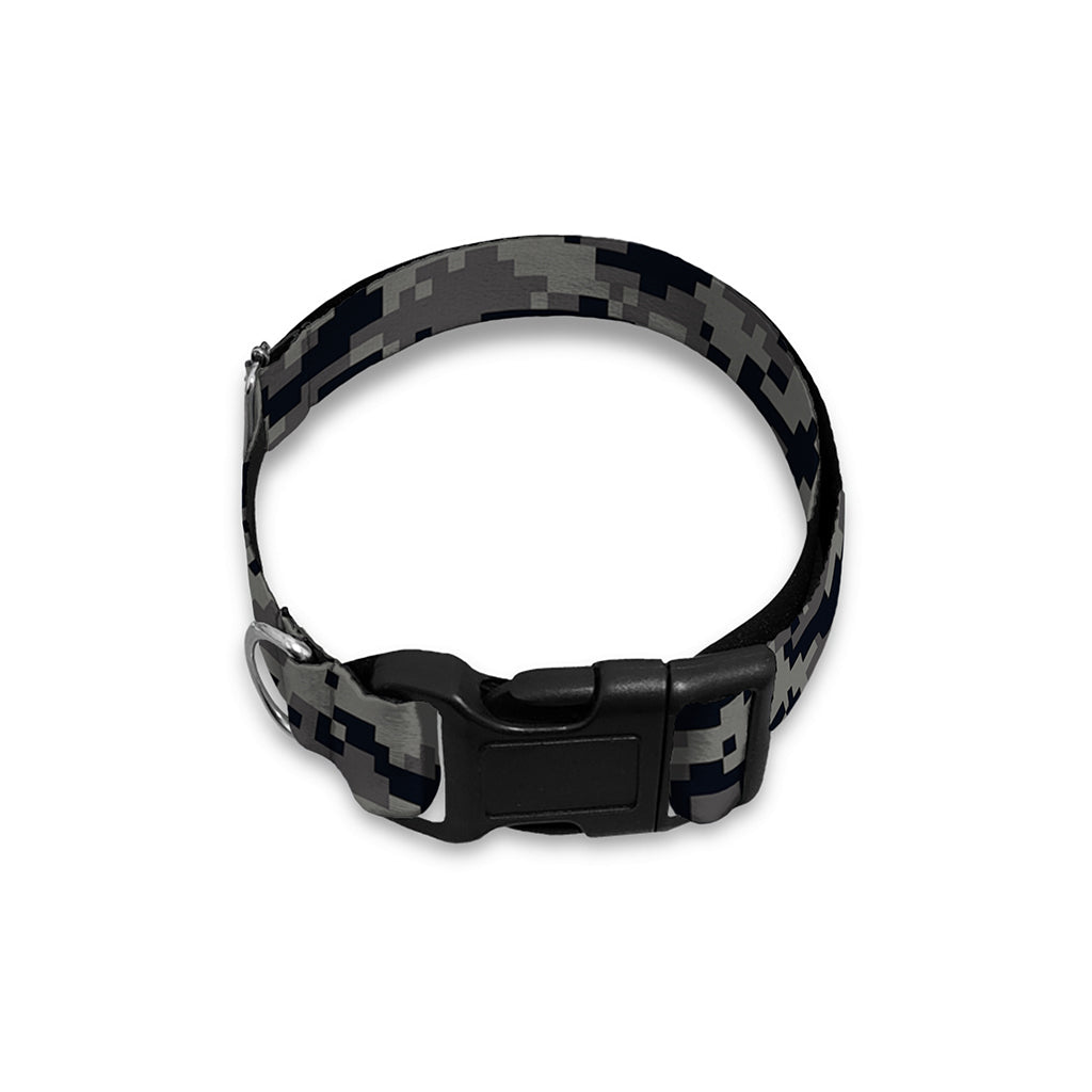 Black And Grey Digital Camo Print Dog Collar