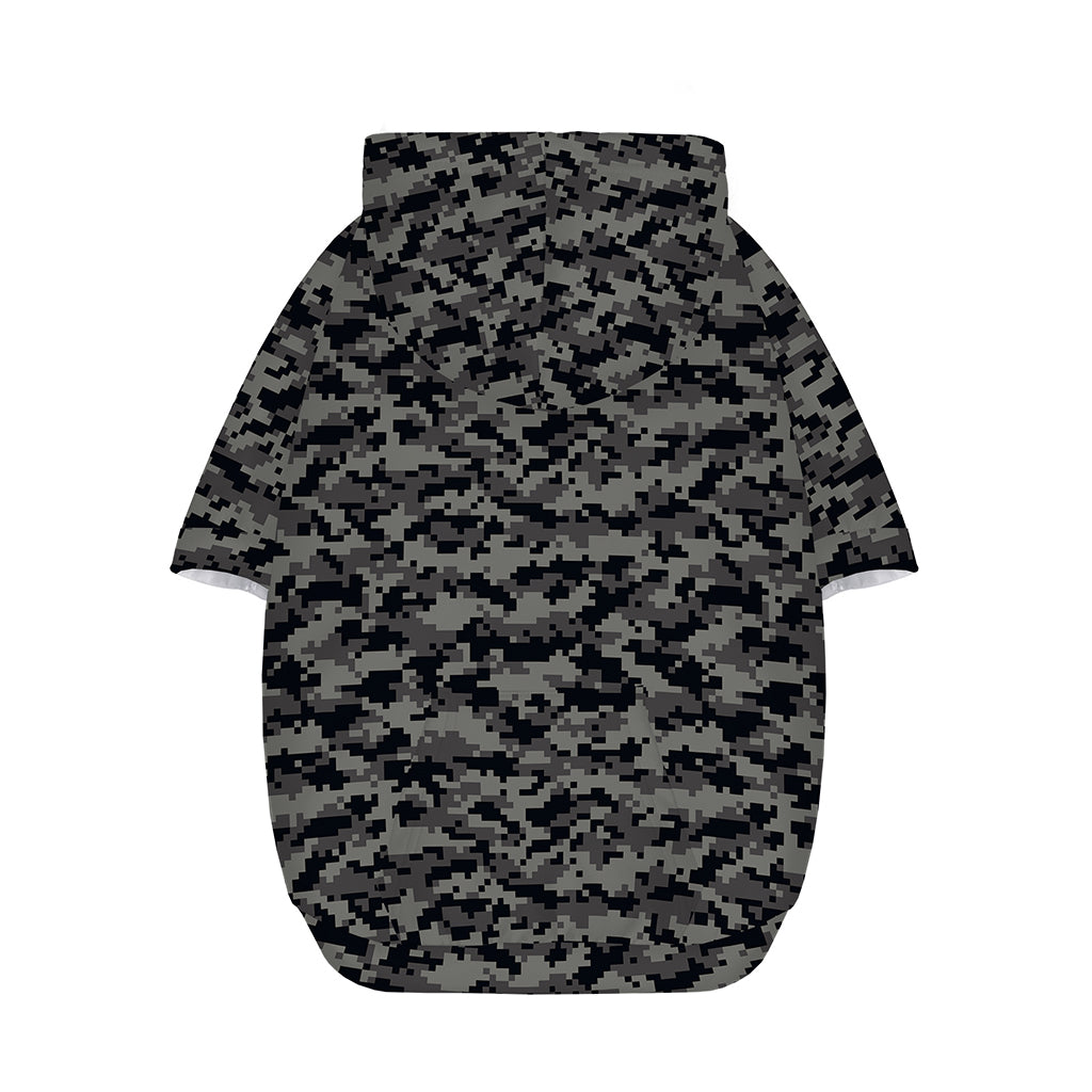 Black And Grey Digital Camo Print Dog Zip Up Hoodie
