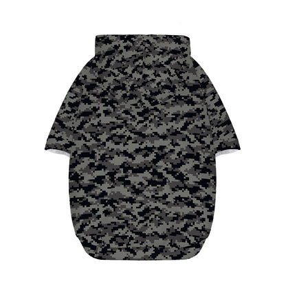 Black And Grey Digital Camo Print Dog Zip Up Hoodie